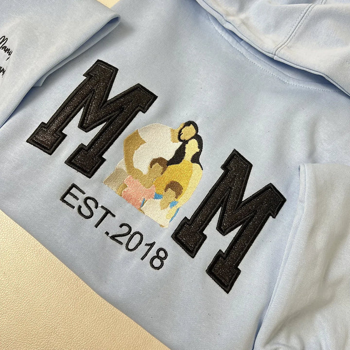 Sweat-shirt personnalisé à paillettes avec photo de famille brodée
