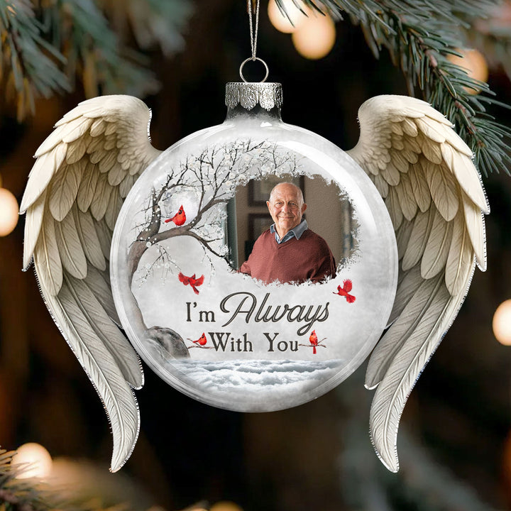 Ornement de Noël « Je suis toujours avec toi » - Ornement photo commémoratif personnalisé en verre