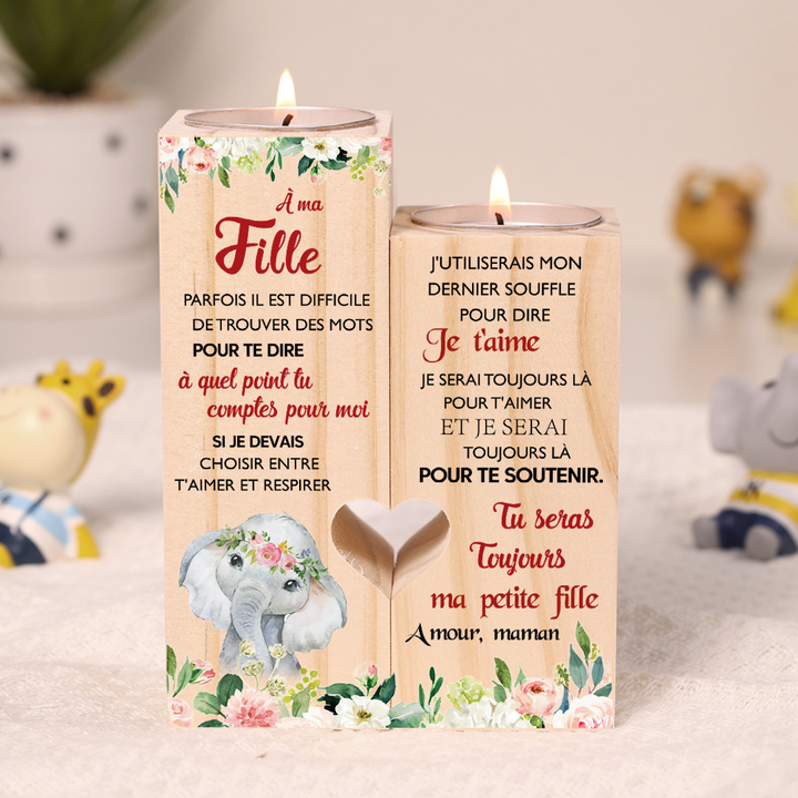 À ma Fille-Bougeoir en Bois sans bougie