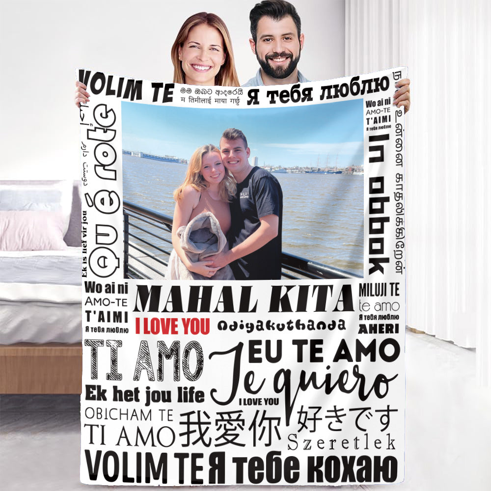 Couverture photo personnalisée Couverture polaire Love You en 100 langues