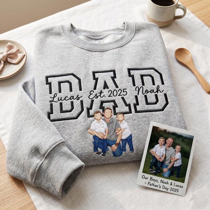 Sweat-shirt personnalisé Papa/Maman avec portrait et les noms des enfants