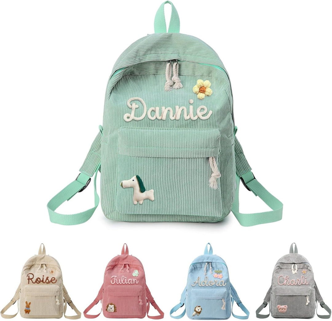 Sac à dos personnalisé pour enfant – Sac à dos en velours côtelé avec nom personnalisé pour l'école, la danse et les cadeaux