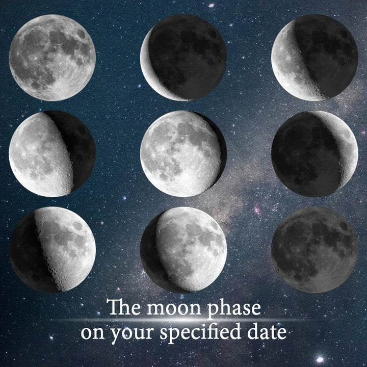 L'univers de maman/papa - Miroir lumineux personnalisé avec phases de lune étoilées