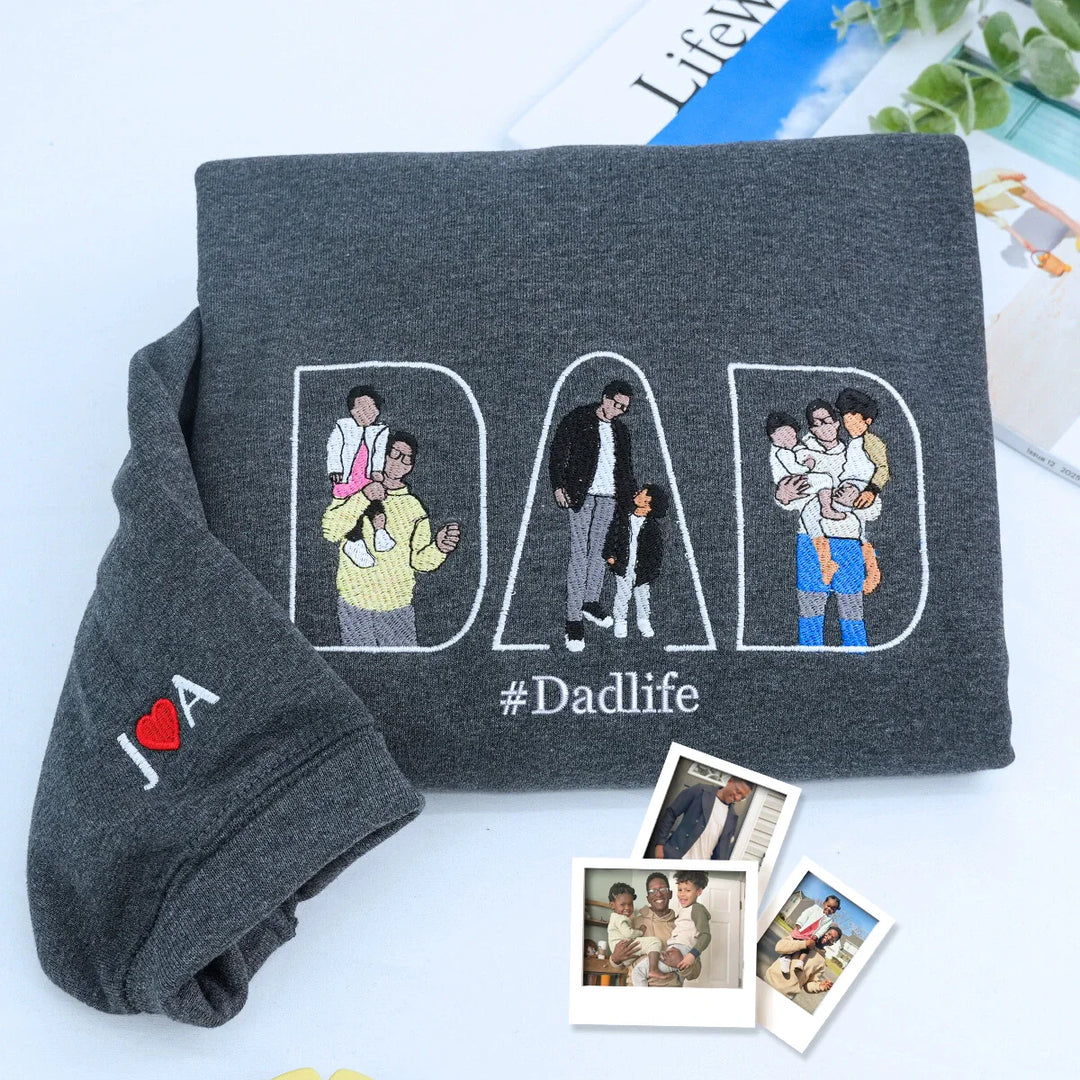 T-shirt, sweat-shirt ou hoodie personnalisé avec photo brodée — Cadeau pour la fête des pères
