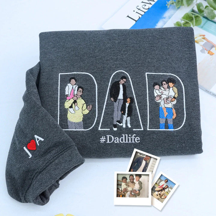 T-shirt, sweat-shirt ou hoodie personnalisé avec photo brodée — Cadeau pour la fête des pères