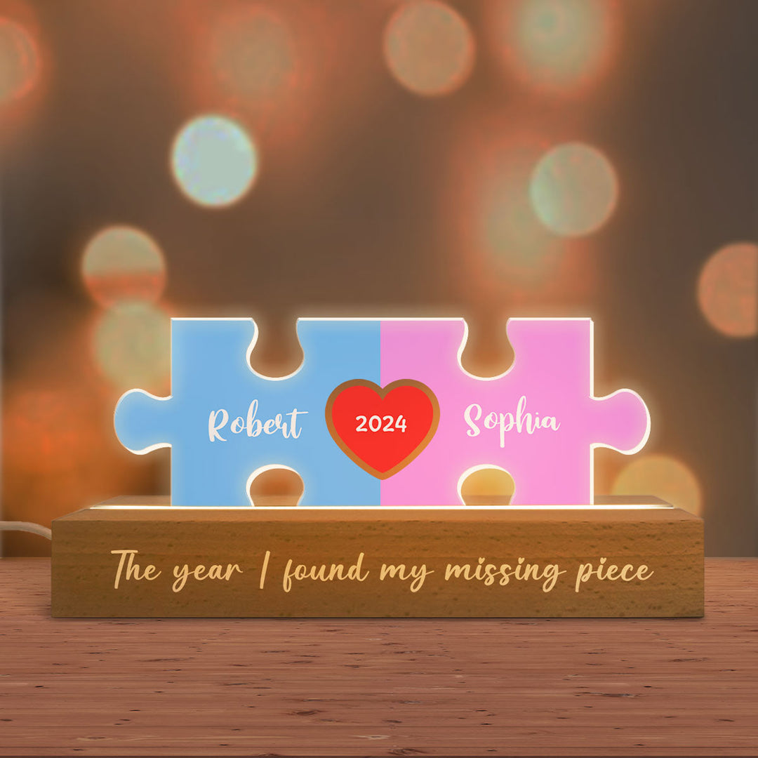 L'amour est la pièce qui nous maintient ensemble Puzzle de nom de couple Veilleuse LED