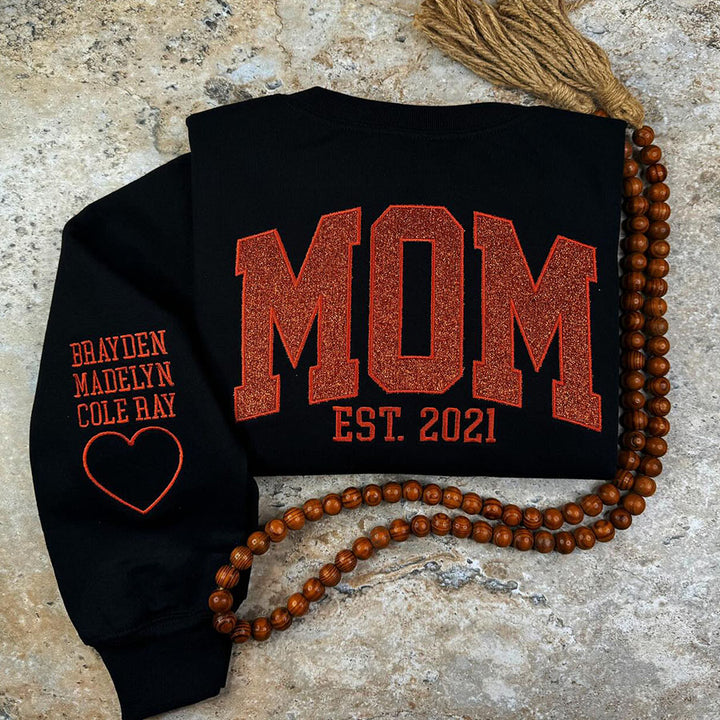 Sweat-shirt personnalisé à paillettes avec appliques pour maman
