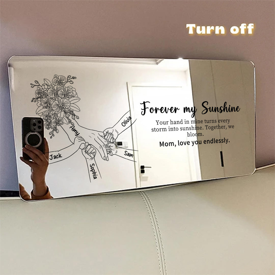 Miroir lumineux personnalisé avec empreintes de mains d'enfants — Cadeau pour la fête des Mères