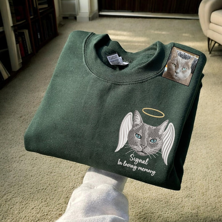 Sweat-shirt brodé personnalisé pour perte d'animal de compagnie, t-shirt brodé commémoratif pour animaux de compagnie, sweat-shirt à capuche
