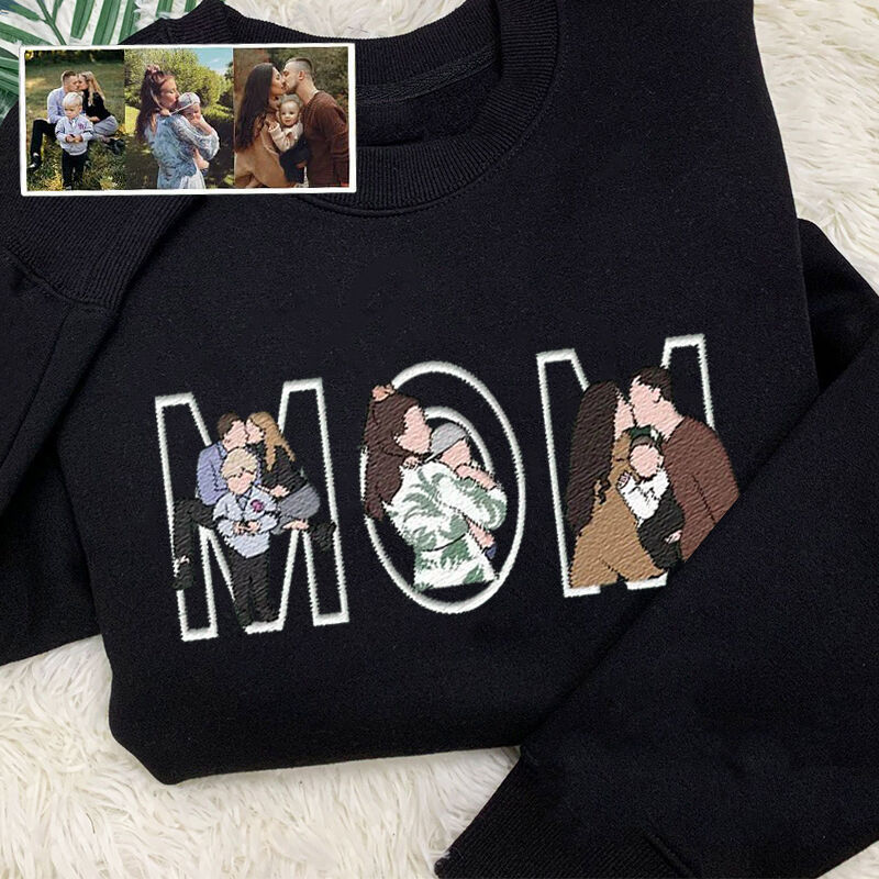 Sweat-shirt/sweat à capuche brodé avec photo personnalisée, cadeau pour maman/famille