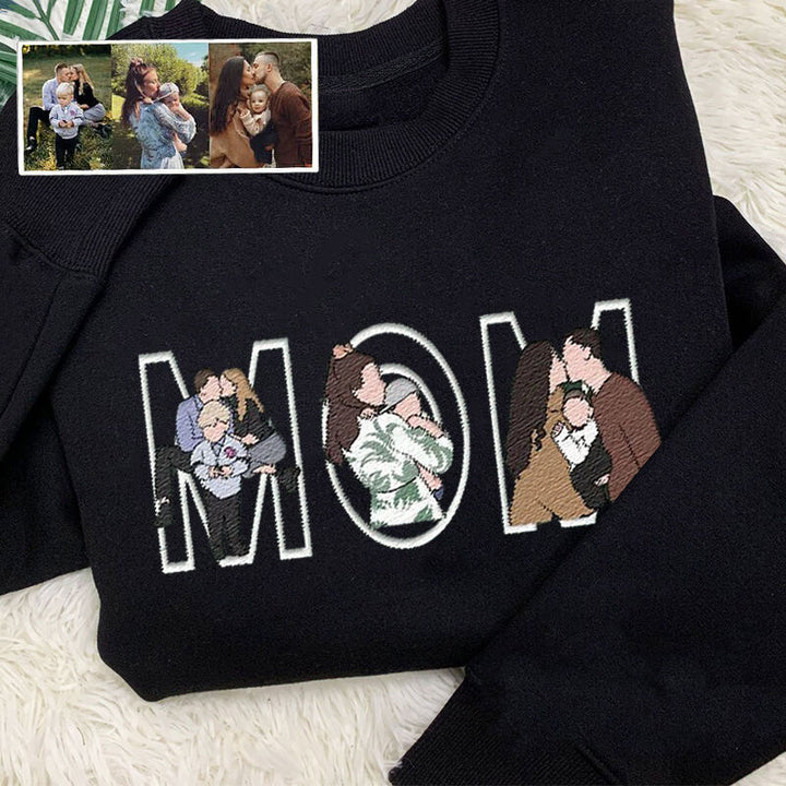 Sweat-shirt/sweat à capuche brodé avec photo personnalisée, cadeau pour maman/famille