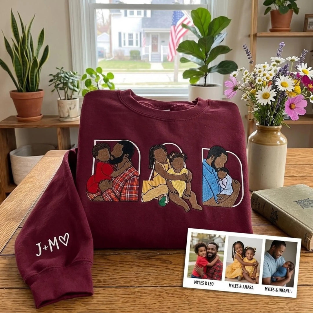 T-shirt, sweat-shirt ou hoodie personnalisé avec photo brodée — Cadeau pour la fête des pères