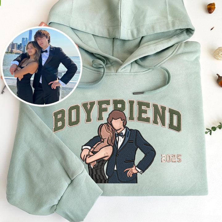 Sweatshirts assortis pour couples  avec photo brodée personnalisée