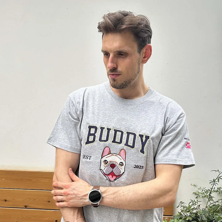 Sweat-shirt brodé avec visage de chien personnalisé avec nom basé sur votre photo
