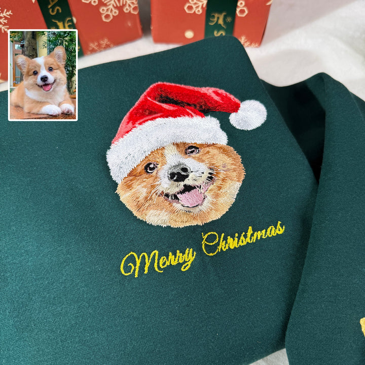 2025 Sweat-shirt de Noël personnalisé avec portrait d'animal de compagnie, cadeau de Noël personnalisé