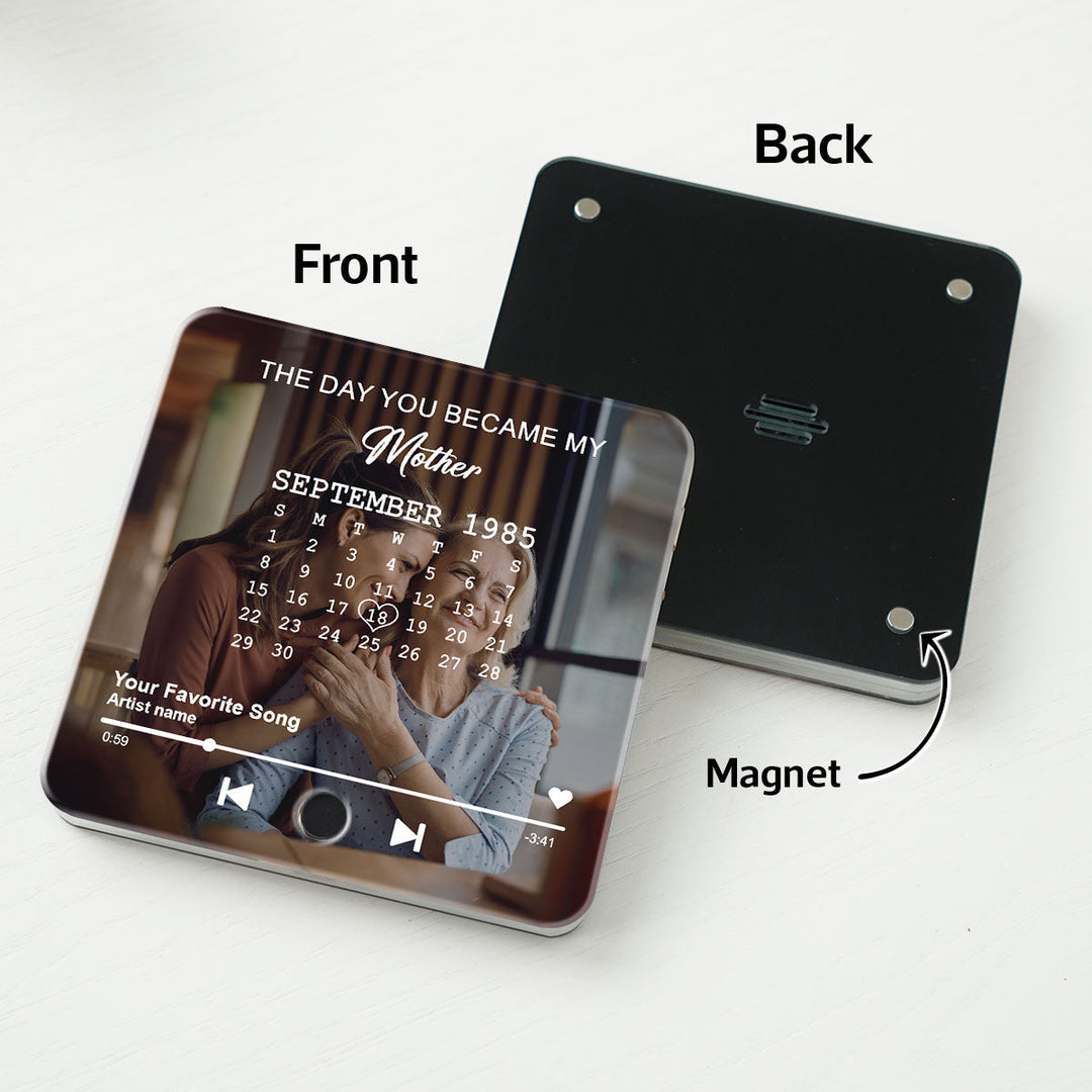 Le jour où tu es devenue ma mère, calendrier personnalisé avec photo, aimant de réfrigérateur musical personnalisé, cadeau d'anniversaire, de fête des mères, juste parce que pour maman