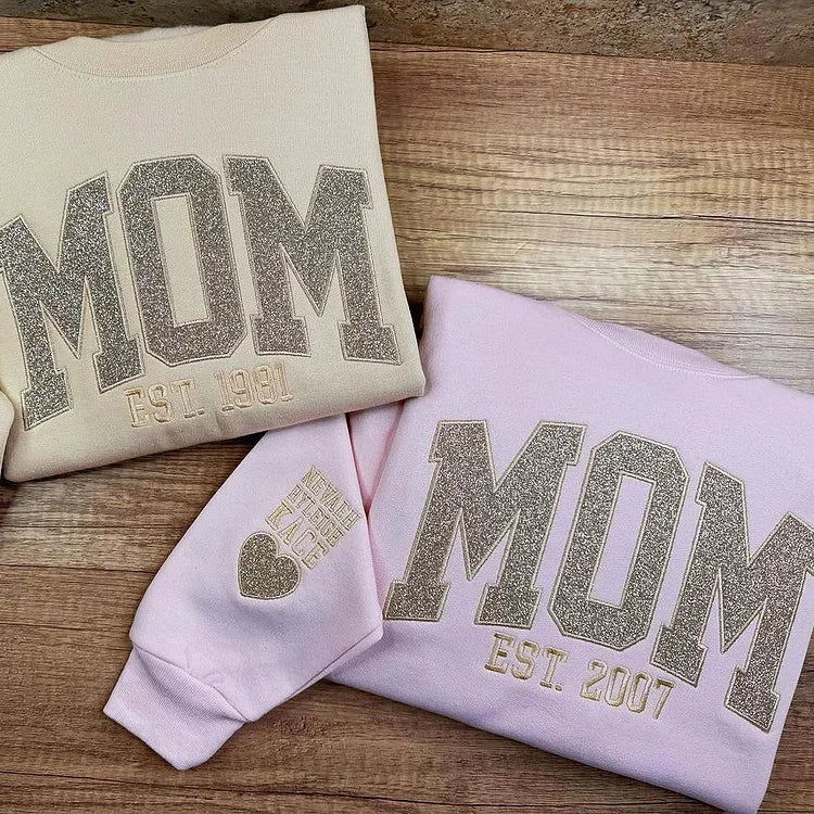 Sweat-shirt personnalisé à paillettes avec appliques pour maman