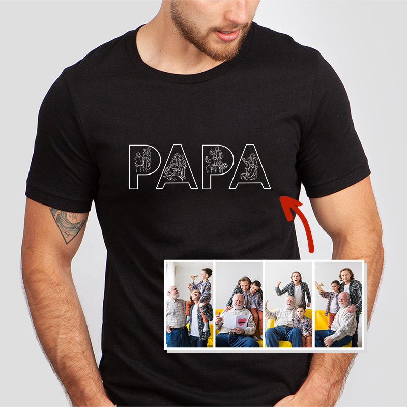 Sweat-shirt personnalisé avec broderie de silhouette photo pour papa – Cadeau personnalisé pour papa