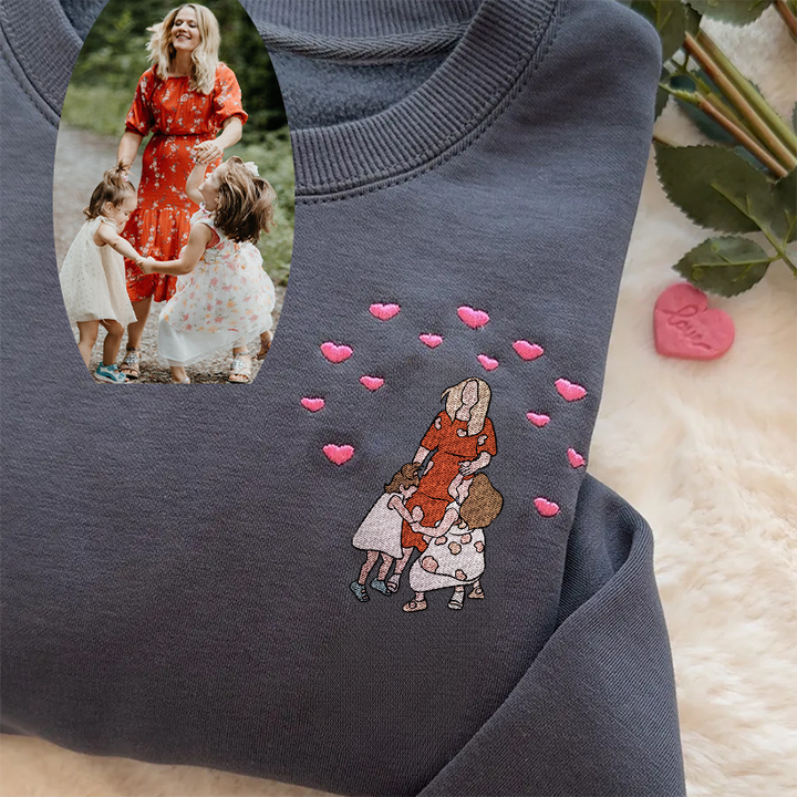 Sweat-shirt Personnalisé Avec Portrait Brodé À Partir D'une Photo