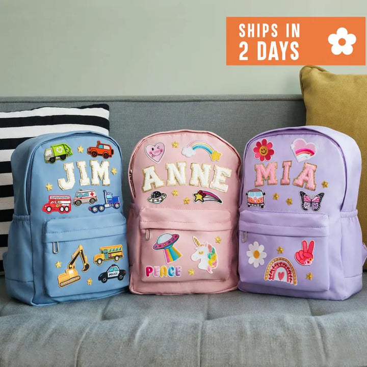 Sac à dos personnalisé pour la rentrée scolaire, sac à dos personnalisé pour enfants avec patch nominatif, sac à dos d'école en nylon
