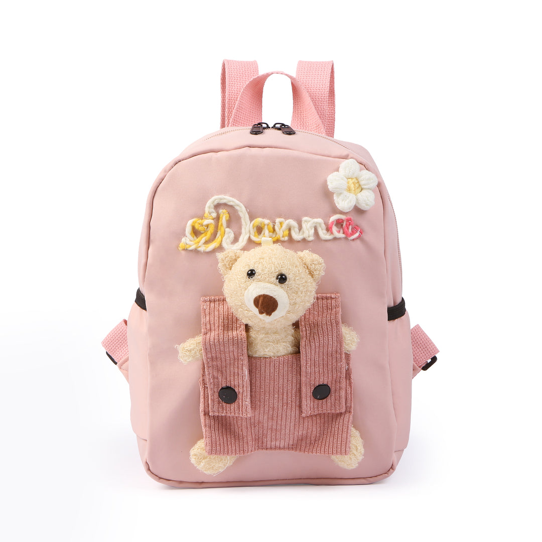 Sac à Dos Peluche Ourson Personnalisable avec Prénom et Couleurs au choix | Cadeau Rentrée Scolaire pour Enfant