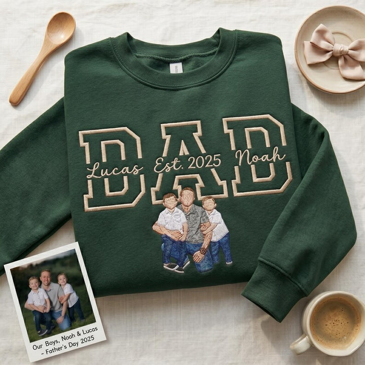 Sweat-shirt personnalisé Papa/Maman avec portrait et les noms des enfants