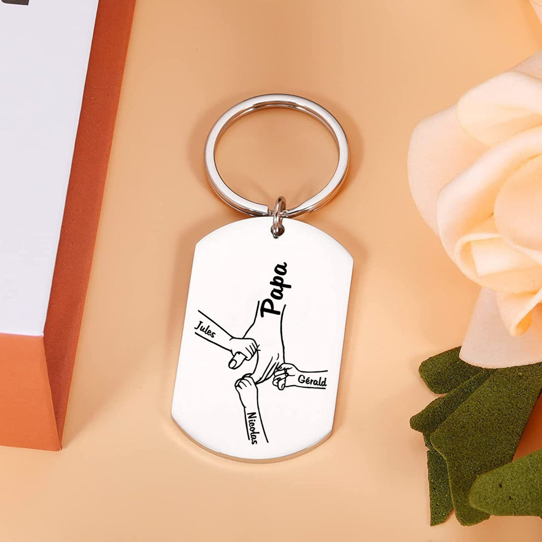 À mon Papa - Porte-Clés la main dans la main 1-5Prénoms Personnalisés