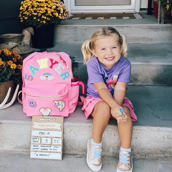 Sac à dos personnalisé pour la rentrée scolaire, sac à dos personnalisé pour enfants avec patch nominatif, sac à dos d'école en nylon