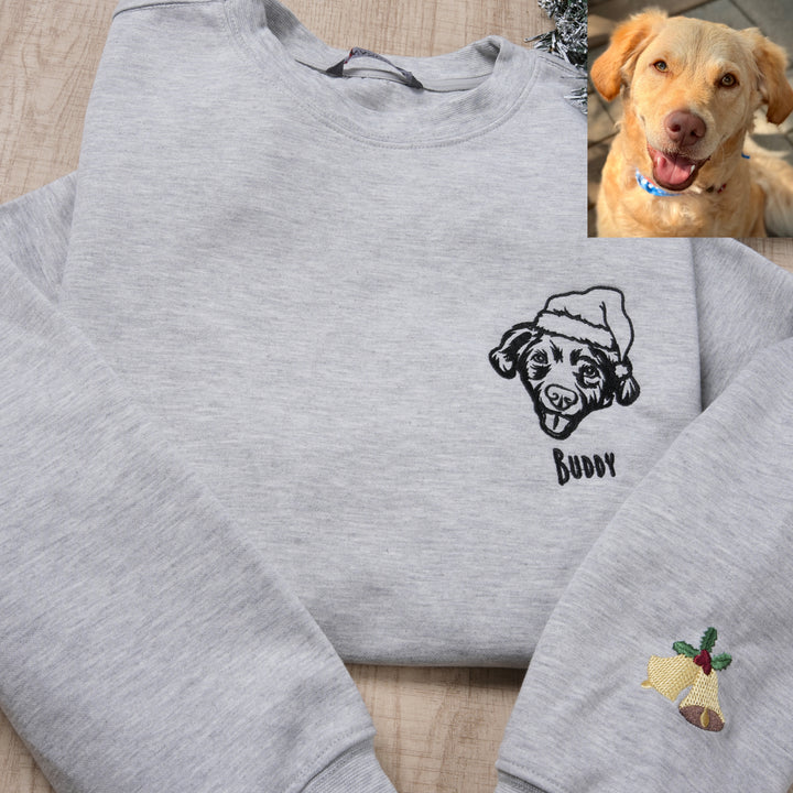 Sweat à capuche personnalisé avec portrait d'animal de compagnie brodé, sweat-shirt, portrait d'animal personnalisé pour Noël ou commémoration