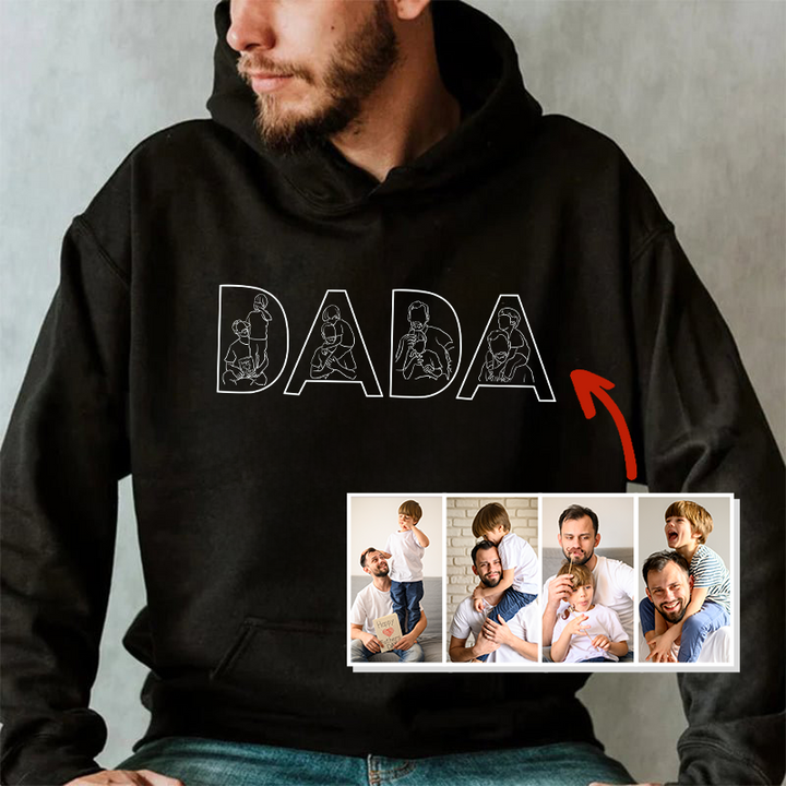 Sweat-shirt personnalisé avec broderie de silhouette photo pour papa – Cadeau personnalisé pour papa