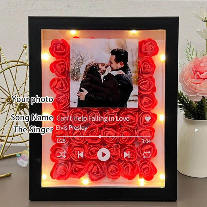 Cassette musicale personnalisée avec photo de couple et lumière