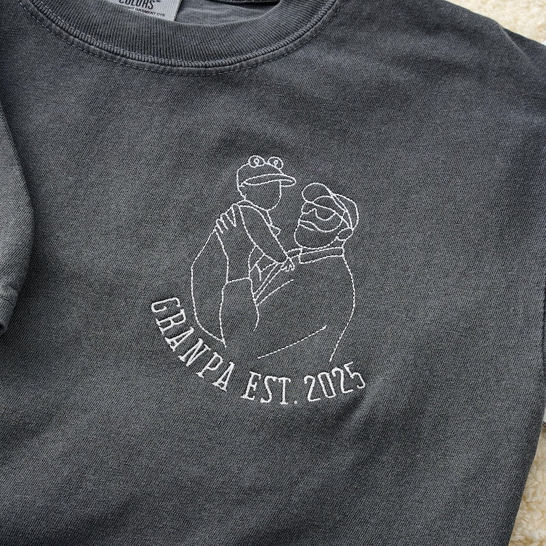 T-shirt Photo Brodé Personnalisé - Un Cadeau Unique pour Papa