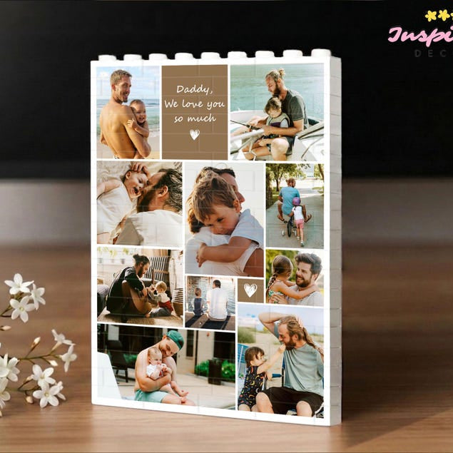 Des blocs de construction pour collage photo personnalisés — un cadeau pour papa