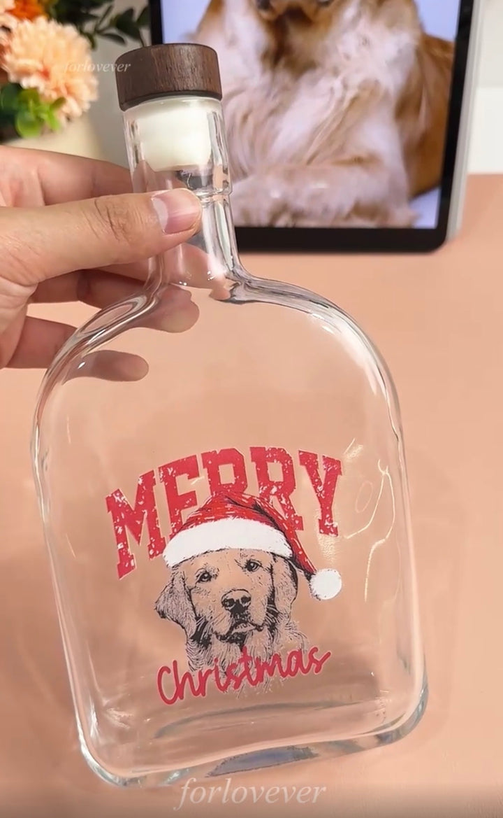 Bouteille de whisky personnalisée avec portrait d'animal de compagnie pour Noël 2025