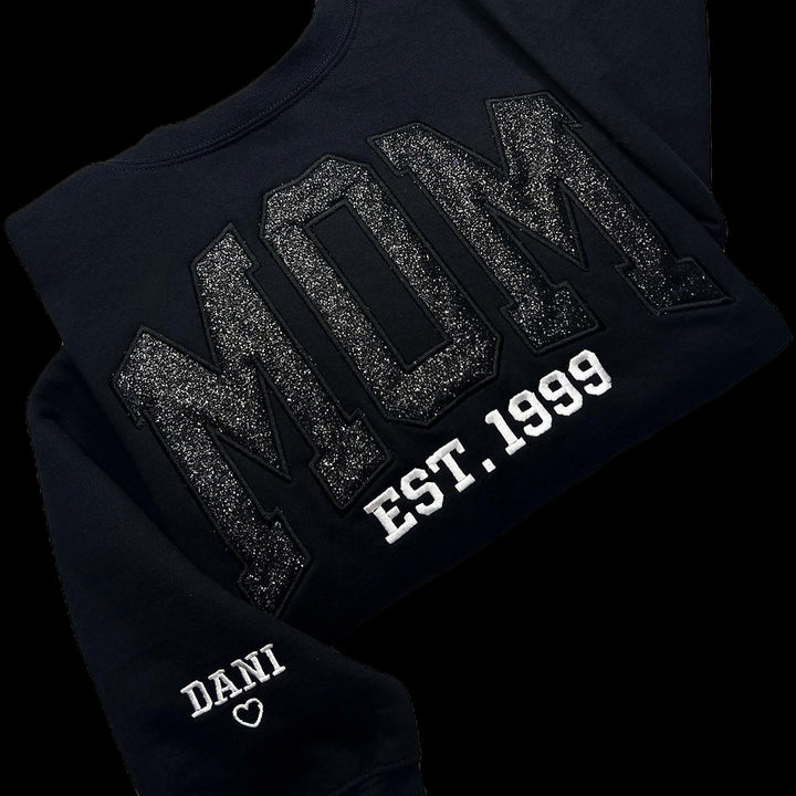 Sweat-shirt personnalisé à paillettes avec appliques pour maman
