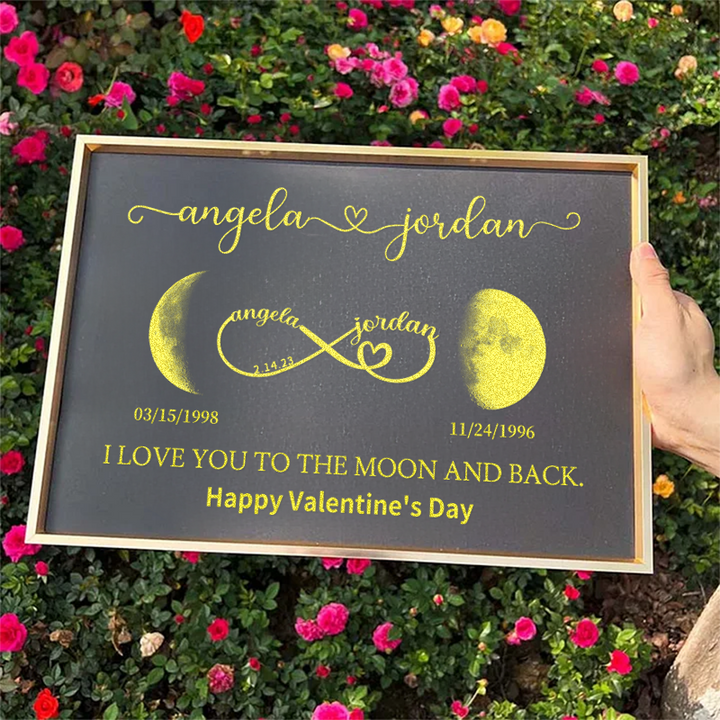 Cadre lune personnalisable avec texte et date