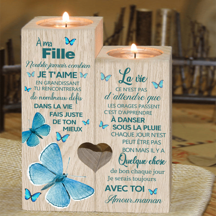 À ma Fille-Bougeoir en Bois sans bougie Papillon