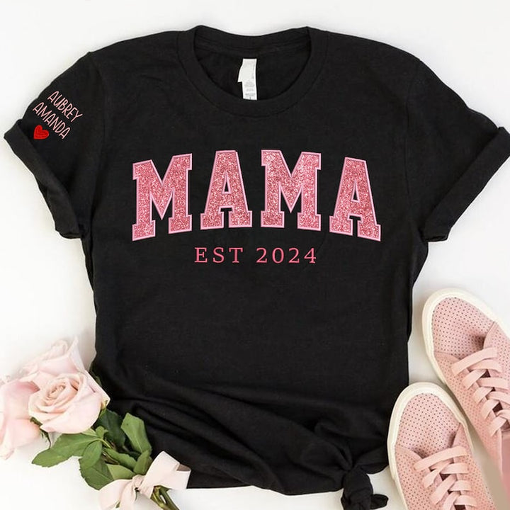 Sweat-shirt personnalisé à paillettes avec appliques pour maman