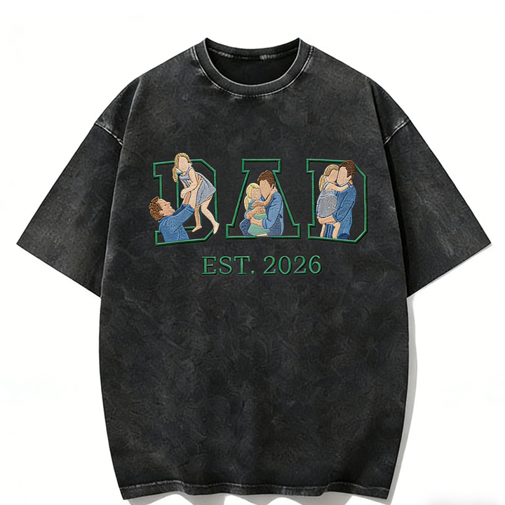 Sweat-shirt en coton délavé personnalisé, brodé d'un portrait de papa