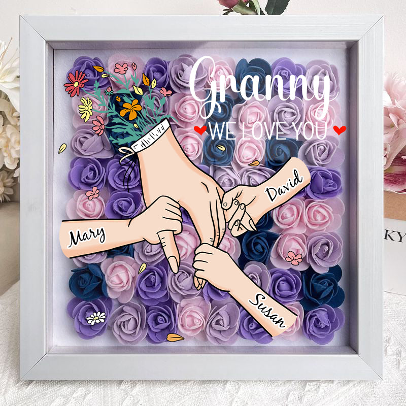 L'amour familial fleurit pour toujours – Boîte à fleurs personnalisée pour maman et grand-mère avec nom