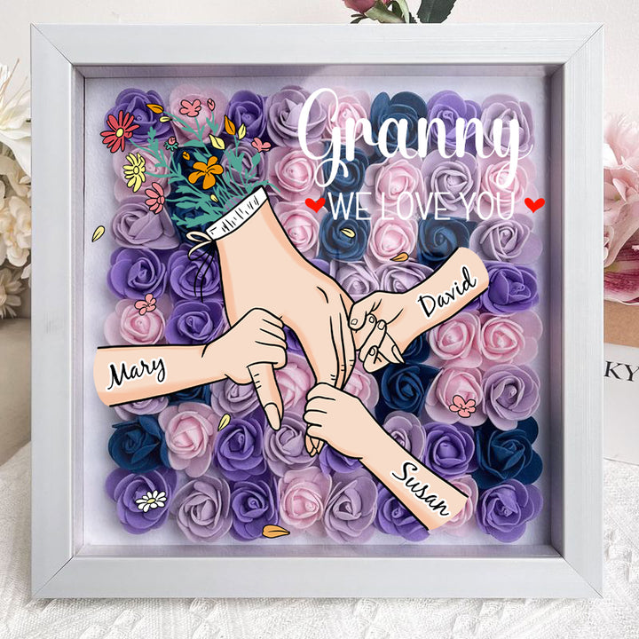 L'amour familial fleurit pour toujours – Boîte à fleurs personnalisée pour maman et grand-mère avec nom