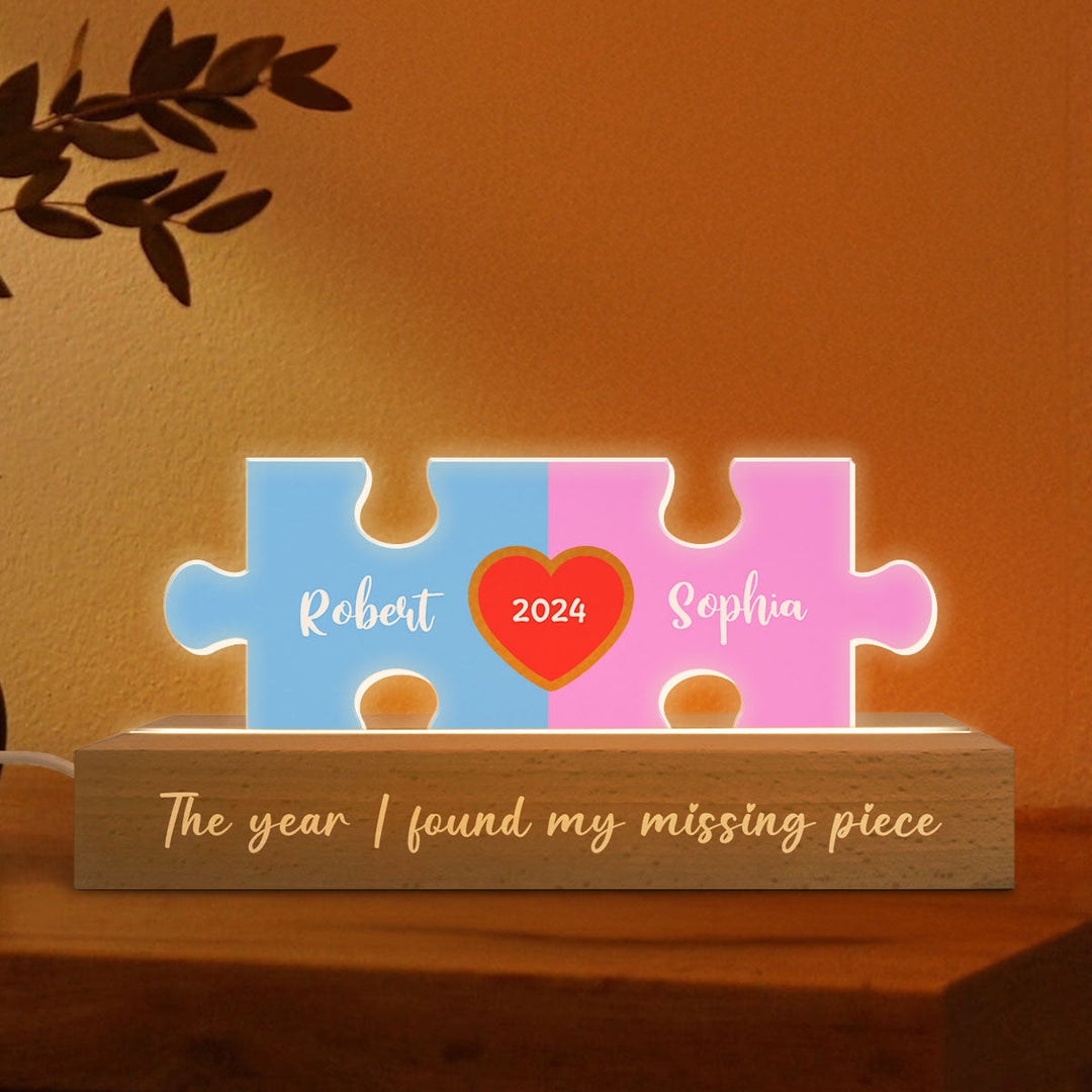 L'amour est la pièce qui nous maintient ensemble Puzzle de nom de couple Veilleuse LED