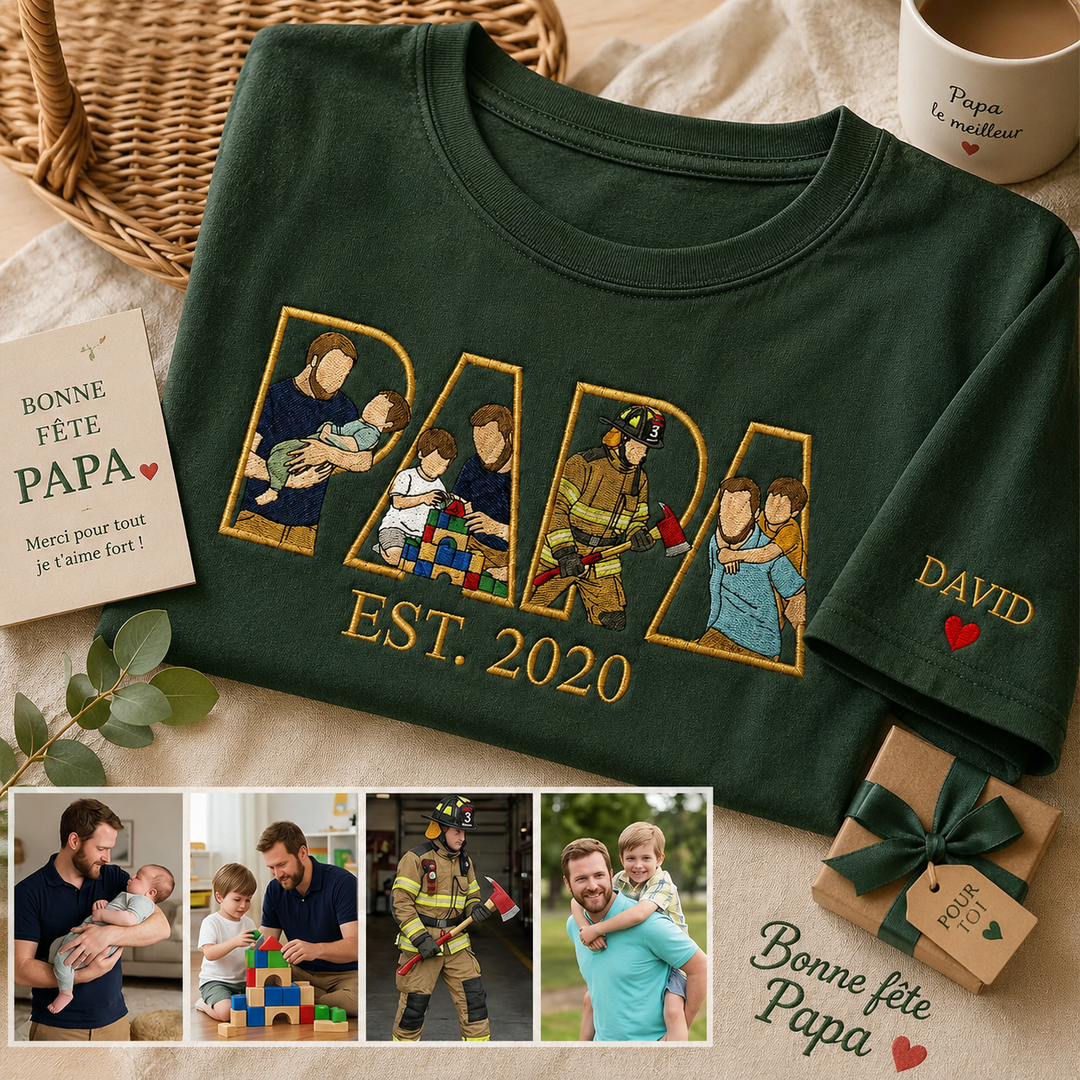T-shirts et sweat personnalisés brodés à partir de photos, fête des pères