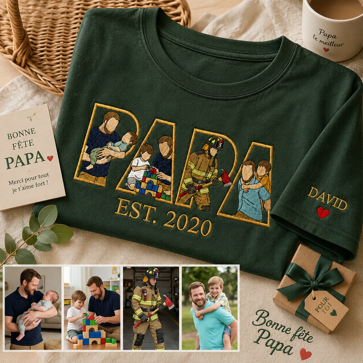 T-shirts et sweat personnalisés brodés à partir de photos, fête des pères