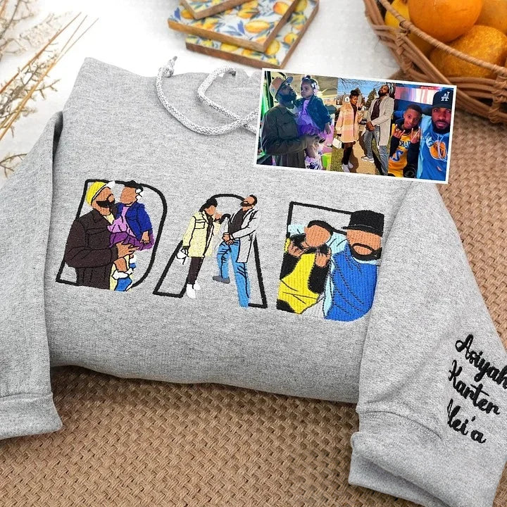 T-shirt, sweat-shirt ou hoodie personnalisé avec photo brodée — Cadeau pour la fête des pères
