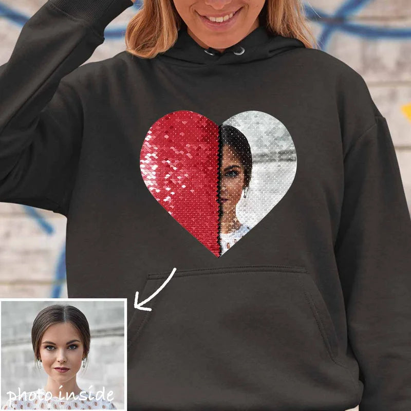 Sweatshirt à sequins réversibles personnalisé pour couple
