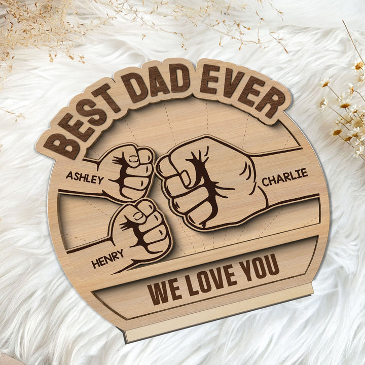 Plaque en bois debout personnalisée à 2 couches Fist Bump