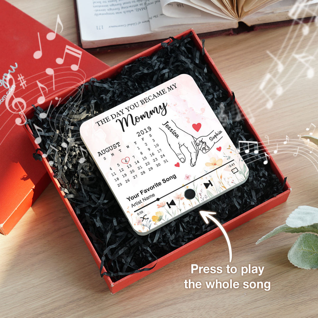 Le jour où tu es devenue ma grand-mère, calendrier personnalisé, aimant de réfrigérateur musical personnalisé
