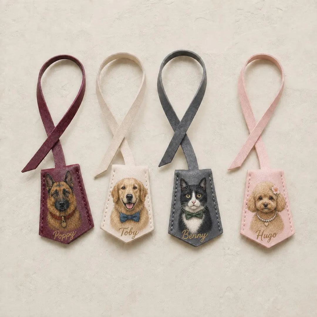 Bijou de sac en cuir personnalisé avec portrait de votre animal