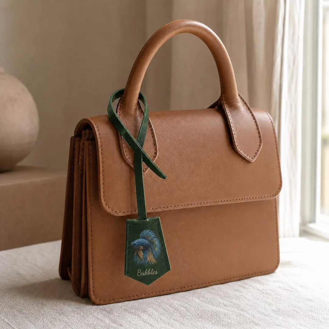 Bijou de sac en cuir personnalisé avec portrait de votre animal